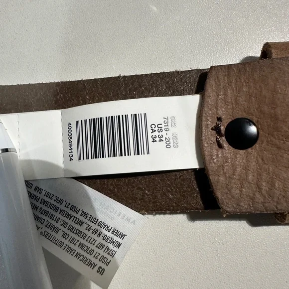 American Eagle By Payless Brown Leather Belt with Rustic Design - Picture 5 of 6